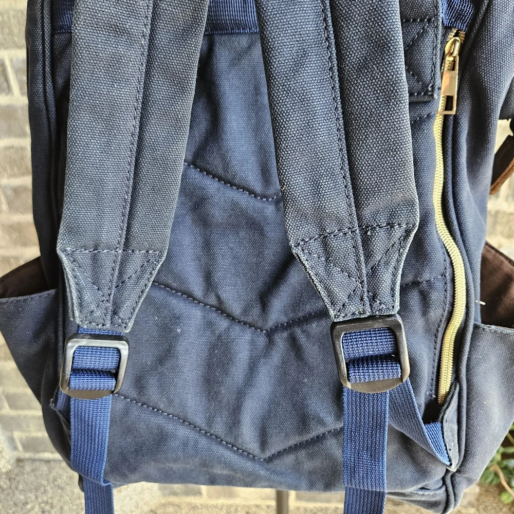 Veegul‎ Multipurpose Single Pocket Canvas And Leather Blue Backpack